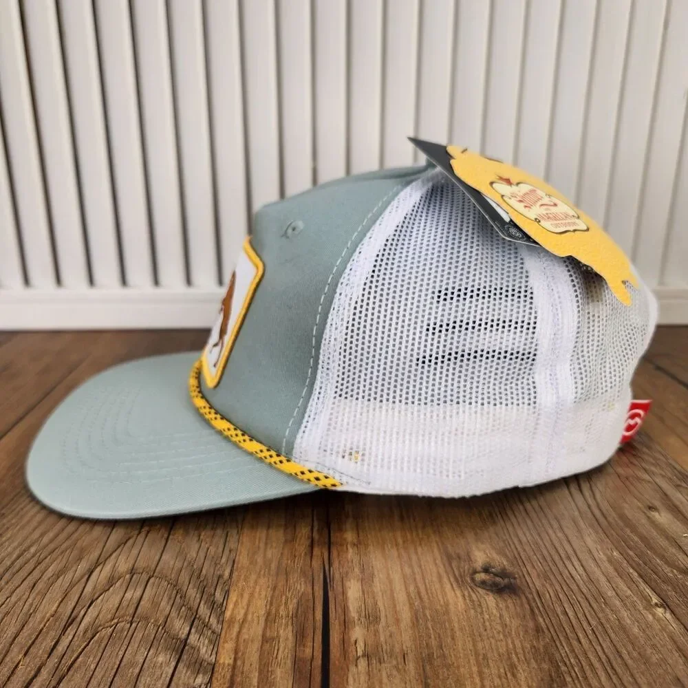 Magellan Outdoors Shiner Beer Snapback Trucker Hat Cap Green Yellow Patch Rope